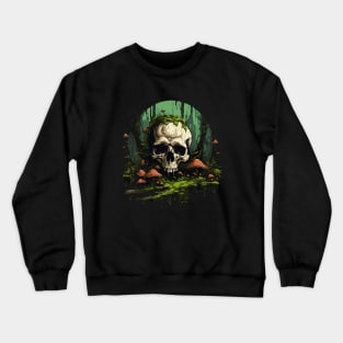 Skull with moss and mushrooms - Aestethic Goblincore Crewneck Sweatshirt